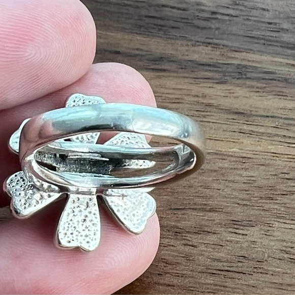 Vintage Sterling Silver 925 Size 6 Turquoise Pink Conch Multi Inlay Flower Ring - Picture 8 of 10